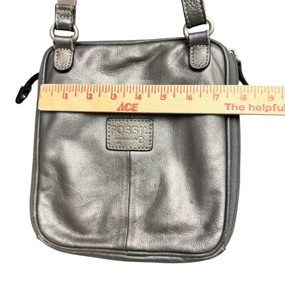 VTG Fossil Luxurious Leather Crossbody Messenger Bag Handbag Women's Gray - Picture 9 of 9